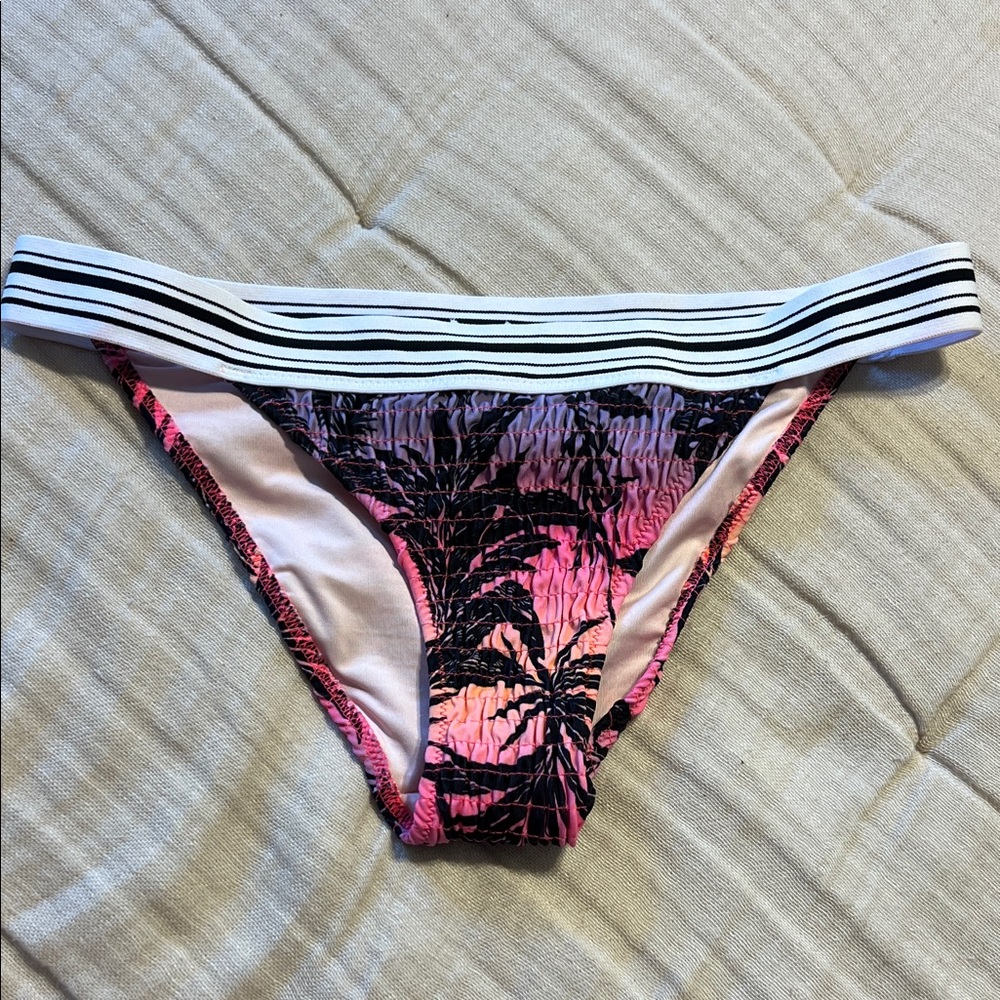 Victoria's Secret Pink and Black Striped Bikini Bottom